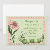 Cute Caterstyle, Daisy, Birthday Invitation Kaart (Voorkant / Achterkant)