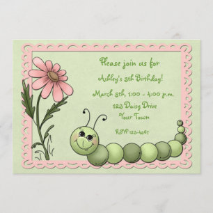 Cute Caterstyle, Daisy, Birthday Invitation Kaart