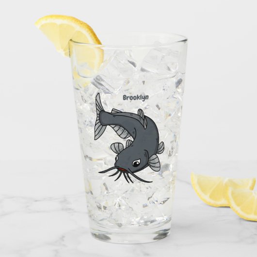 Cute catfish cartoon illustration glas (Voorkant ijs)