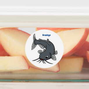 Cute catfish cartoon illustration labels