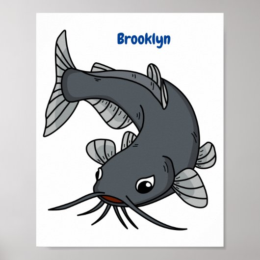 Cute catfish cartoon illustration poster (Voorkant)