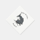 Cute catfish cartoon illustration servet (Hoek)