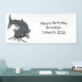 Cute catfish cartoon illustration spandoek (Beurs)