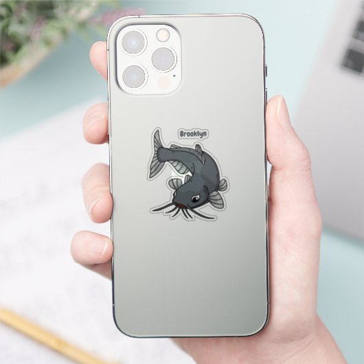 Cute catfish cartoon illustration sticker (Telefoon)