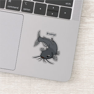 Cute catfish cartoon illustration sticker