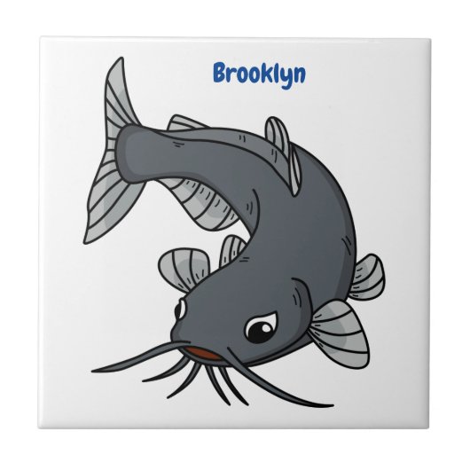 Cute catfish cartoon illustration tegeltje (Voorkant)