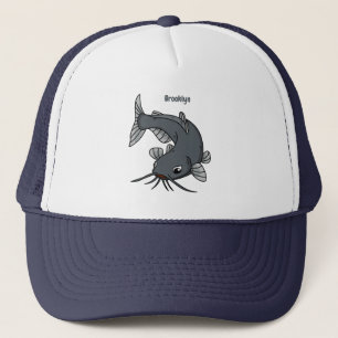 Cute catfish cartoon illustration trucker pet