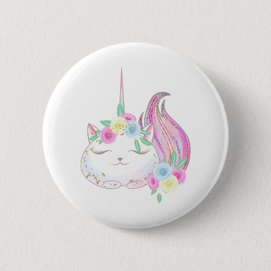 Cute Caticorn Ronde Button 5,7 Cm (Voorkant)