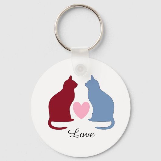 Cute Cats and Heart Love Sleutelhanger (Voorkant)