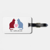 Cute Cats and Heart Personalized Bagagelabel (Achterkant horizontaal)
