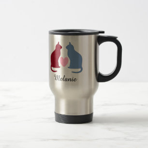 Cute Cats and Heart Personalized Reisbeker
