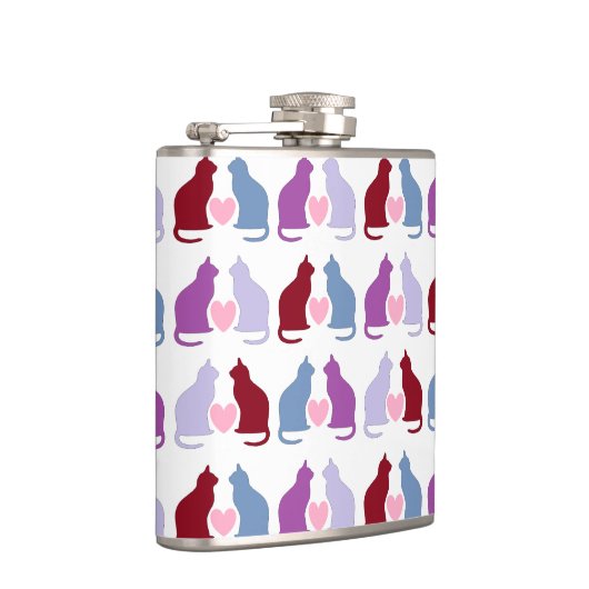 Cute Cats and Hearts Pattern Heupfles (Rechts)