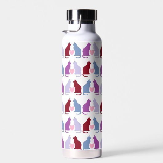Cute Cats and Hearts Pattern Waterfles (Rechts)