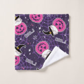 Cute Cats and Pumpkins Halloween Pattern Bad Handdoek (Wasdoekje)