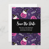 Cute Cats and Pumpkins Halloween Pattern Birthday Uitnodiging Briefkaart (Voorkant / Achterkant)