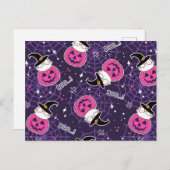 Cute Cats and Pumpkins Halloween Pattern Briefkaart (Voorkant / Achterkant)