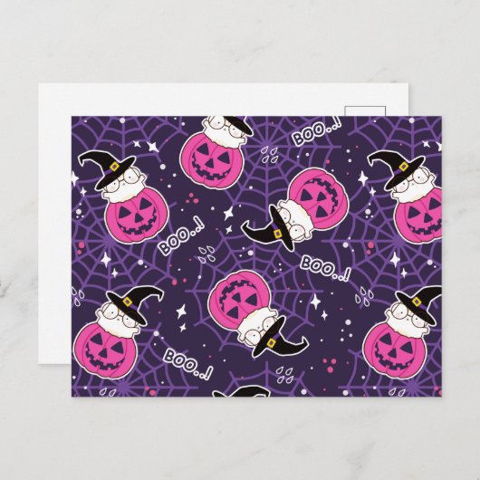 Cute Cats and Pumpkins Halloween Pattern Briefkaart (Voorkant / Achterkant)
