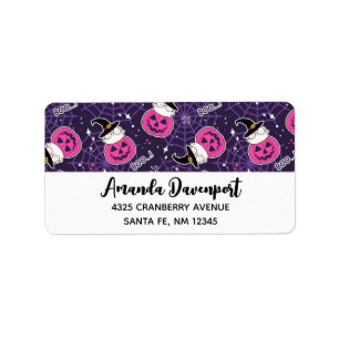 Cute Cats and Pumpkins Halloween Pattern Etiket