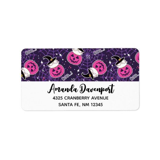 Cute Cats and Pumpkins Halloween Pattern Etiket (Voorkant)