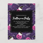 Cute Cats and Pumpkins Halloween Pattern Invite Briefkaart (Voorkant)