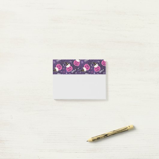 Cute Cats and Pumpkins Halloween Pattern Post-it® Notes (Op bureau)