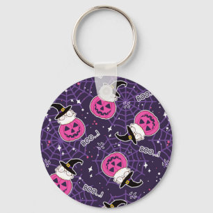 Cute Cats and Pumpkins Halloween Pattern Sleutelhanger