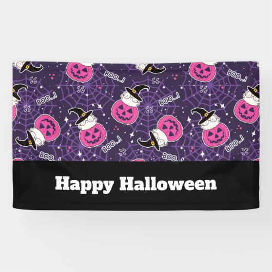 Cute Cats and Pumpkins Halloween Pattern Spandoek (Horizontaal)