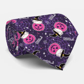 Cute Cats and Pumpkins Halloween Pattern Stropdas (Opgerold)