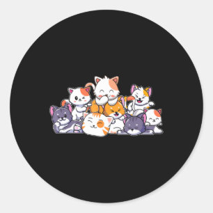 Cute Cats Anime Kawaii Japans Otaku Neko Gift Wo Ronde Sticker