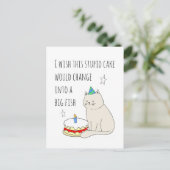 Cute Cat's Birthday Cake Wish Briefkaart (Staand voorkant)