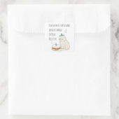 Cute Cat's Birthday Cake Wish Vierkante Sticker (Tas)