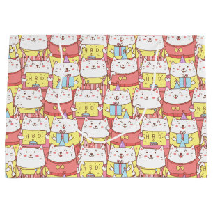Cute Cats Birthday Gift Bag Groot Cadeauzakje
