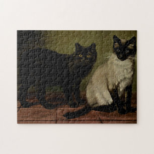 Cute Cats Black Manx Siamese Legpuzzel