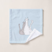 Cute Cats Blue Gray Pattern Bad Handdoek (Wasdoekje)