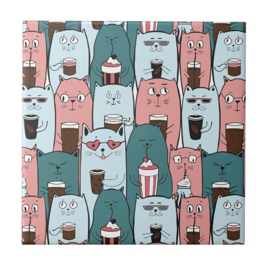 Cute Cats Ceramic Tegel Tegeltje (Voorkant)