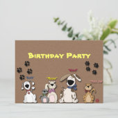 Cute Cats & Chiens Anniversaire Fête Invitation (Debout devant)