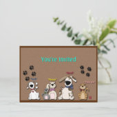 Cute Cats & Chiens, Invitation de fête d'anniversa (Debout devant)