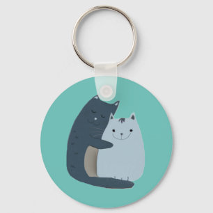 Cute Cats Cuddling Art Sleutelhanger