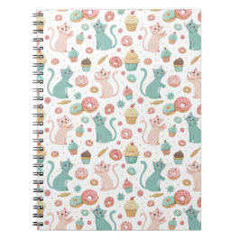 Cute Cats & Cupcakes Patroon - Kawaii Kitten Kunst Notitieboek