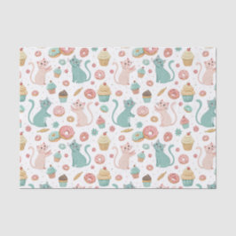Cute Cats & Cupcakes Patroon - Kawaii Kitten Kunst Tissuepapier
