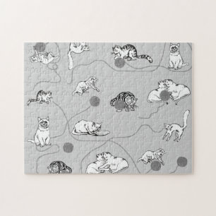 Cute Cats die spelen en het Naughty Pattern zijn Legpuzzel