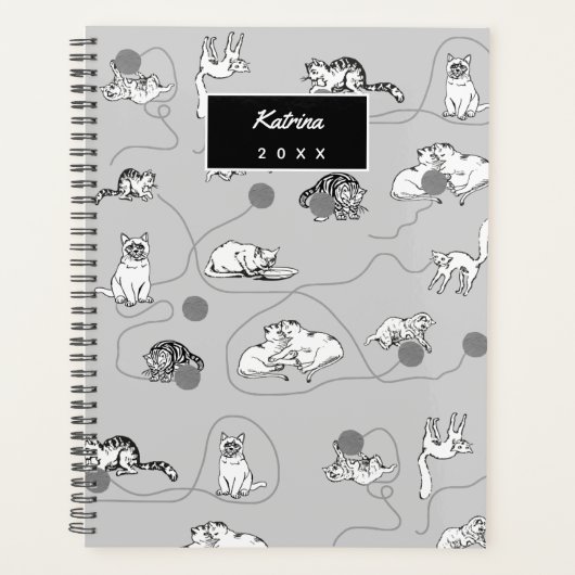 Cute Cats die spelen en het Naughty Pattern zijn Planner (Voorkant)
