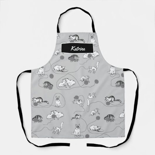 Cute Cats die spelen en het Naughty Pattern zijn Schort (Voorkant)