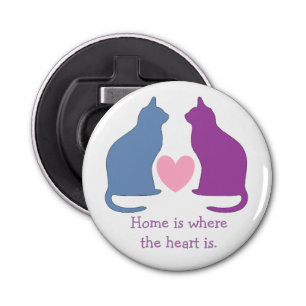 Cute Cats en Heart Custom Text Button Flesopener