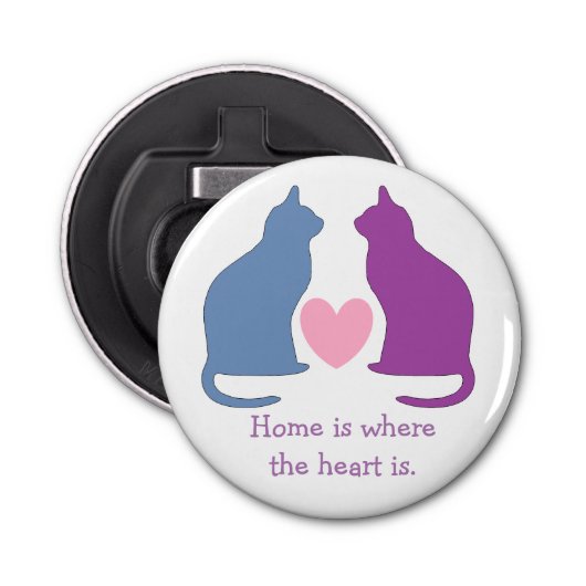 Cute Cats en Heart Custom Text Button Flesopener (Voorkant)