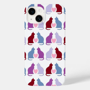 Cute Cats en Heart Pattern Case-Mate iPhone 14 Hoesje