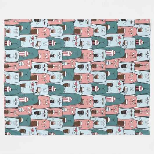 Cute Cats Fleece Blanket (Voorkant (Horizontaal))