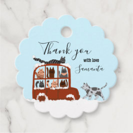 Cute Cats in car Winter Birthday Baby Gift Bedankjes Labels