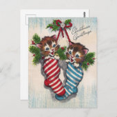 Cute Cats in Crhistmas Socks Briefkaart (Voorkant / Achterkant)