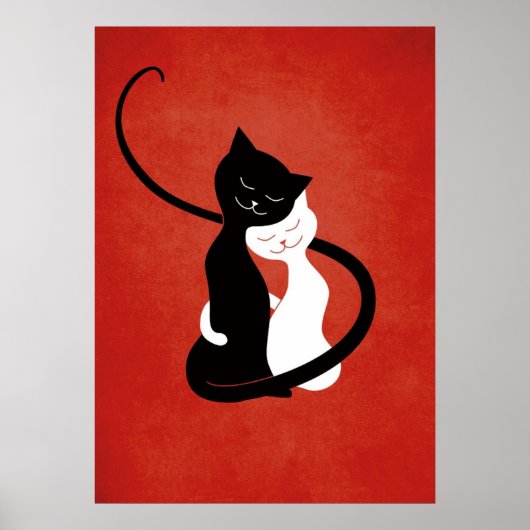 Cute Cats in Love Red Cat Lover Poster (Voorkant)
